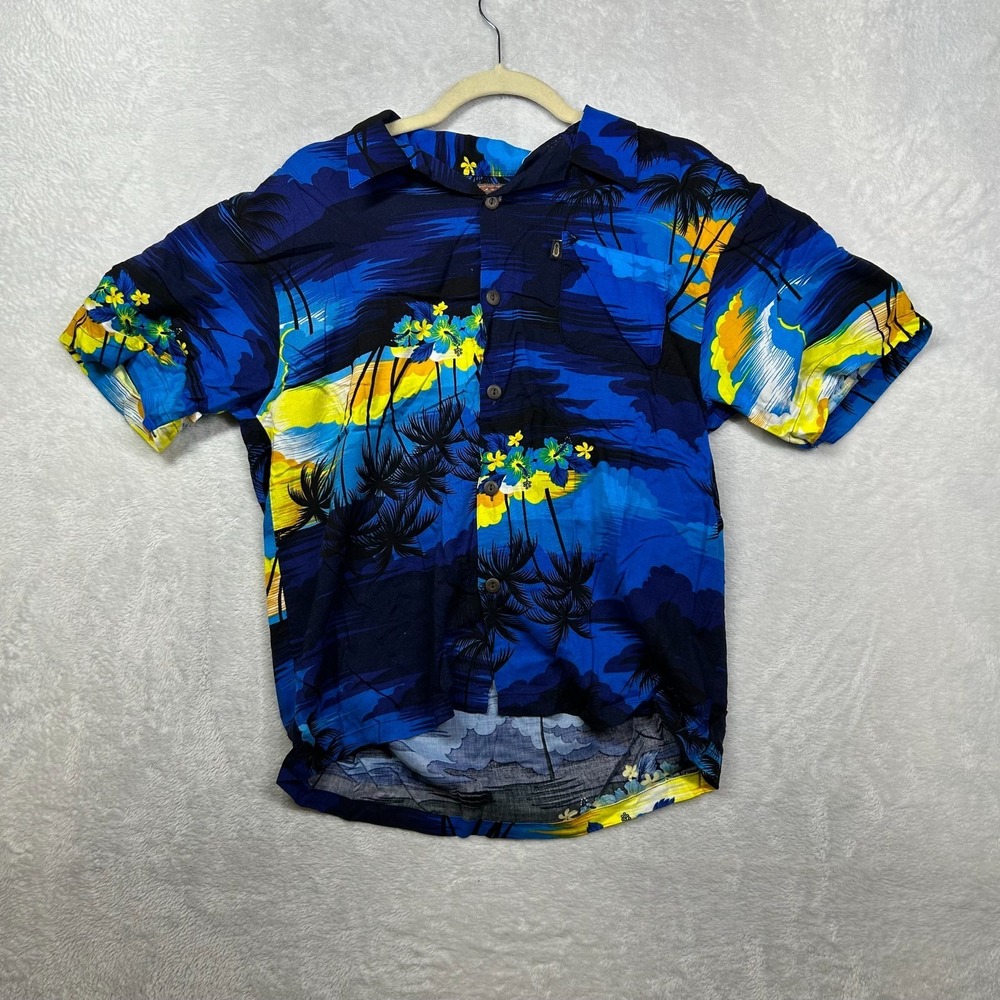 Pineapple Connection Hawaiian Shirt Men's Sunset Palm Trees Print Button Up - XL